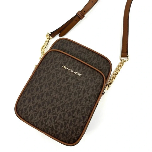 Michael Kors Medium NS Chain Xbody Bag Brown/Gold - Picture 9 of 10